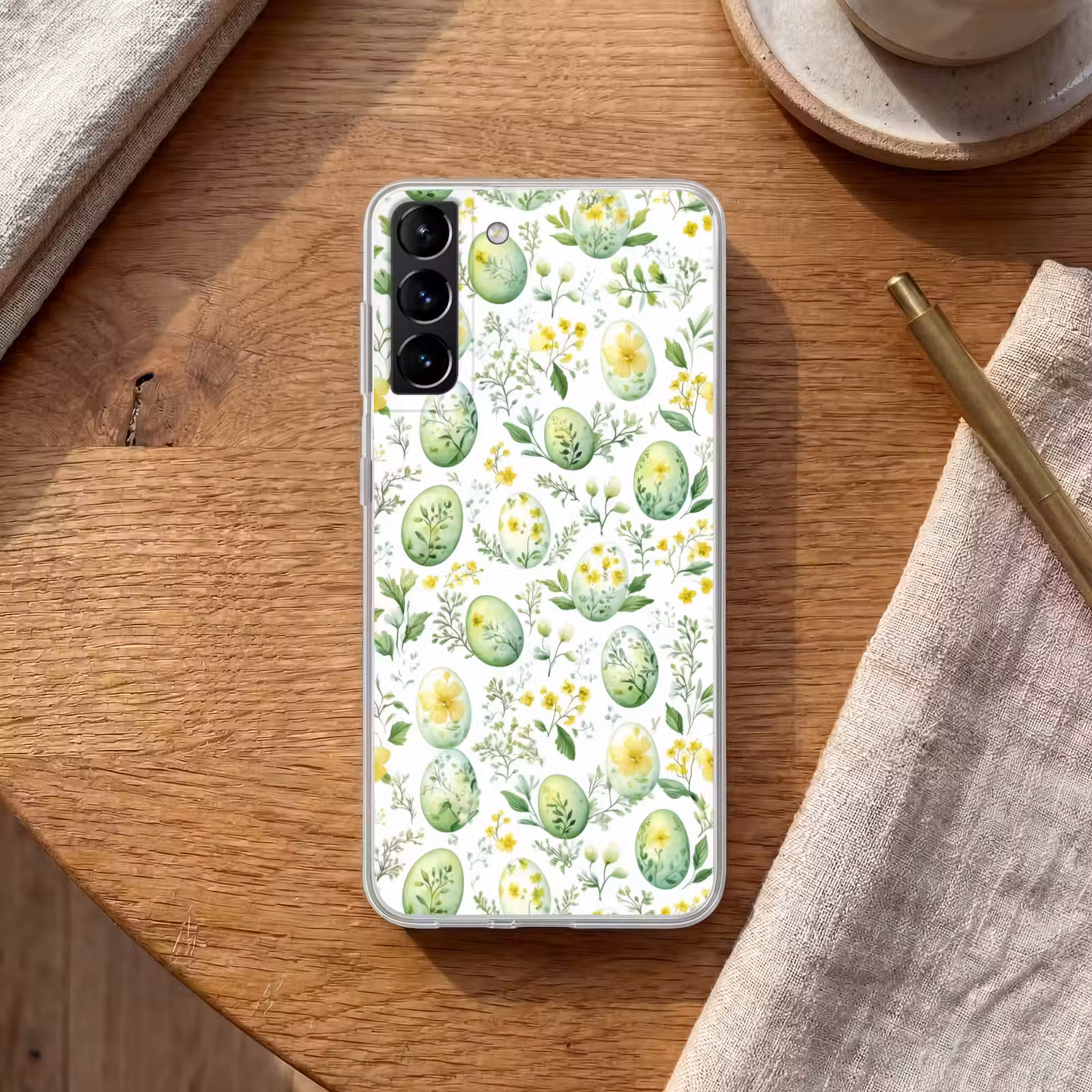 Telefoonhoesje Softcase - Patroon - Groen - Eieren — 1
