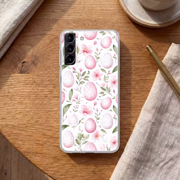 Telefoonhoesje Softcase - Patroon - Eieren - Roze - Pasen — 1