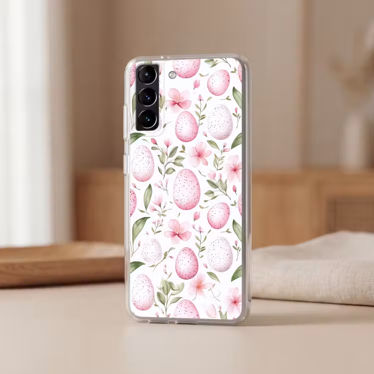 Telefoonhoesje Softcase - Patroon - Eieren - Roze - Pasen — 2