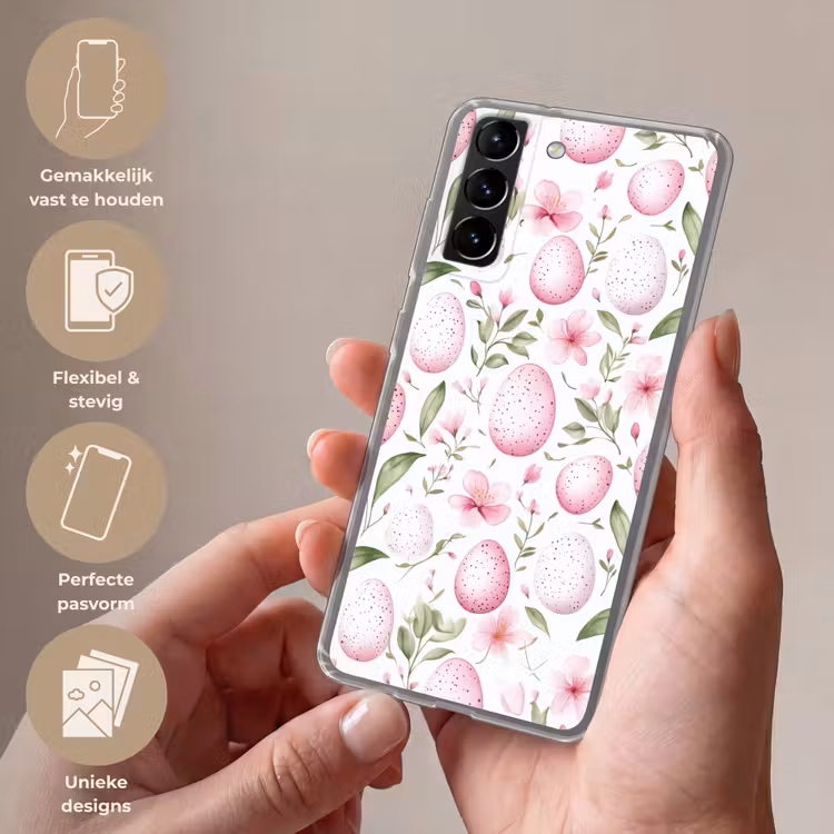Telefoonhoesje Softcase - Patroon - Eieren - Roze - Pasen — 3