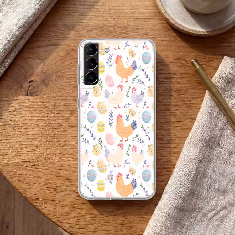 Telefoonhoesje Softcase - Patroon - Kip - Paaseieren — 1