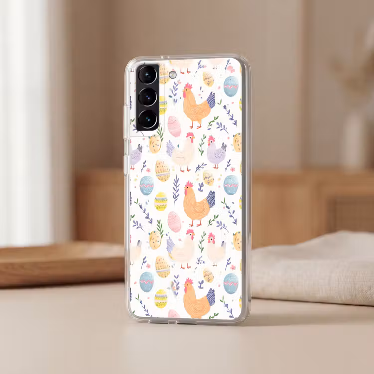 Telefoonhoesje Softcase - Patroon - Kip - Paaseieren — 2