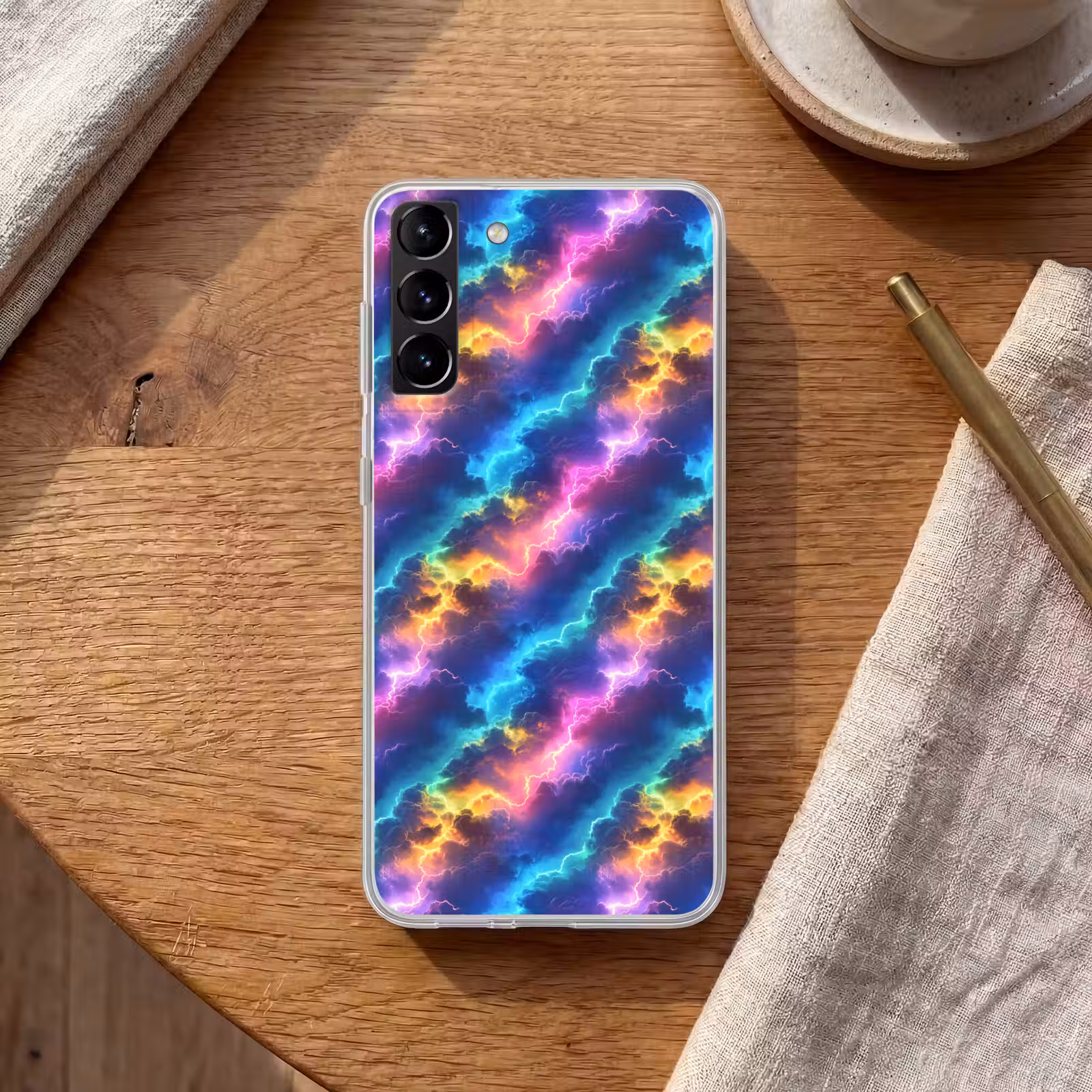 Telefoonhoesje Softcase - Storm - Bliksem - Regenboog — 1