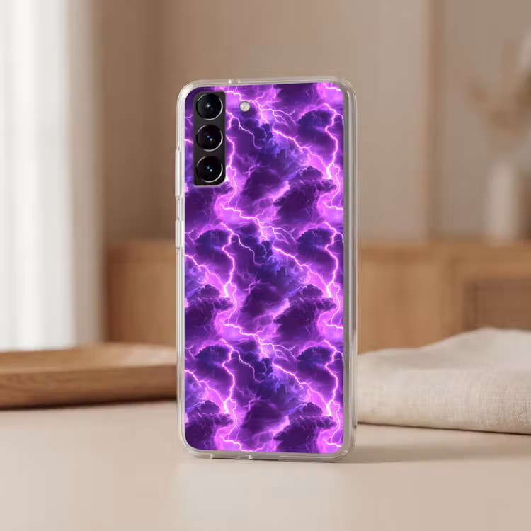 Telefoonhoesje Softcase - Paars - Bliksem - Wolken — 2