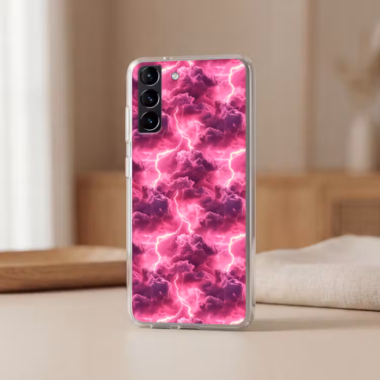 Telefoonhoesje Softcase - Roze - Onweer - Wolken — 2