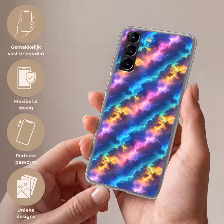 Telefoonhoesje Softcase - Storm - Bliksem - Regenboog — 3