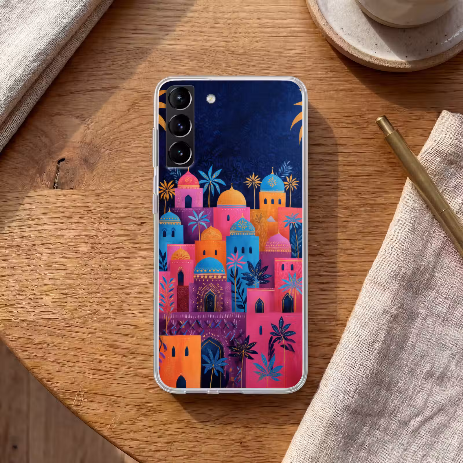 Telefoonhoesje Softcase - Kleurrijke gebouwen - Avondlicht - Islamitisch — 1