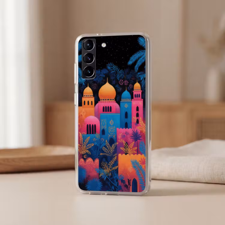 Telefoonhoesje Softcase - Kleurrijk - Stad - Nacht - Islamitisch — 2