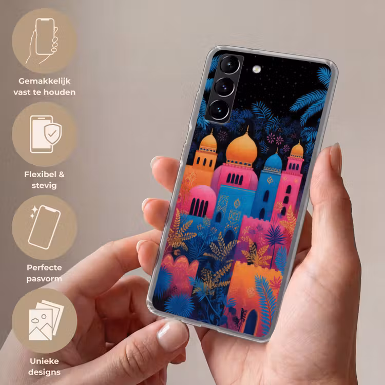 Telefoonhoesje Softcase - Kleurrijk - Stad - Nacht - Islamitisch — 3