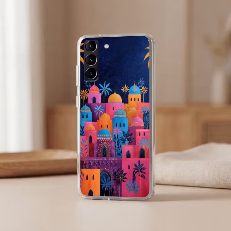 Telefoonhoesje Softcase - Kleurrijke gebouwen - Avondlicht - Islamitisch — 2