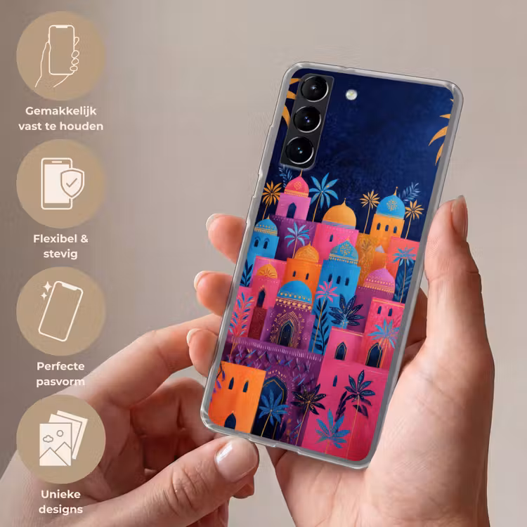 Telefoonhoesje Softcase - Kleurrijke gebouwen - Avondlicht - Islamitisch — 3