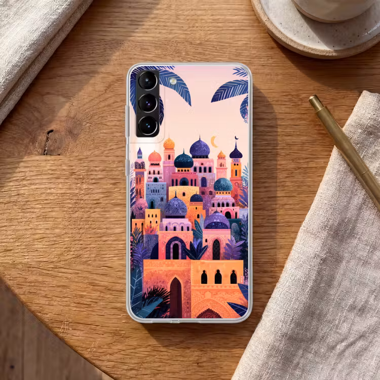 Telefoonhoesje Softcase - Kleurrijke stad - Zon - Islamitisch — 1