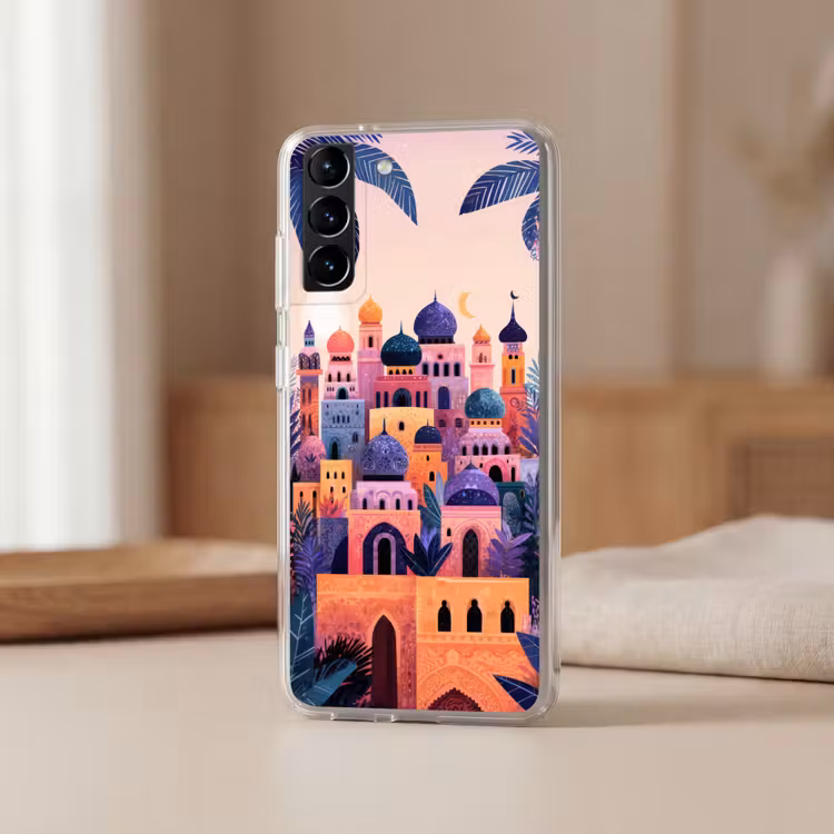 Telefoonhoesje Softcase - Kleurrijke stad - Zon - Islamitisch — 2