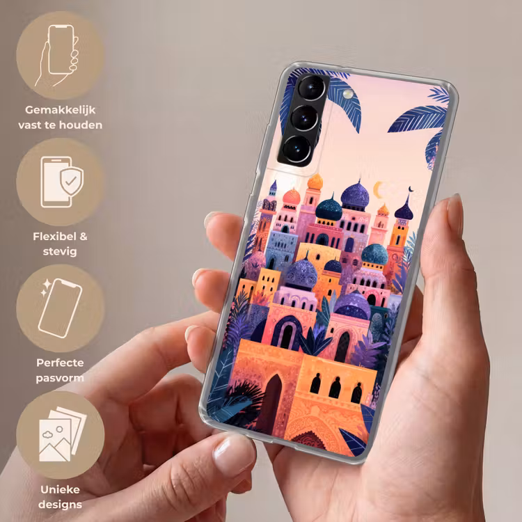 Telefoonhoesje Softcase - Kleurrijke stad - Zon - Islamitisch — 3