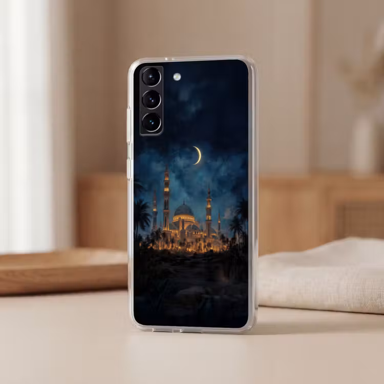 Telefoonhoesje Softcase - Sterrenhemel - Maan - Palmbomen - Moskee — 2