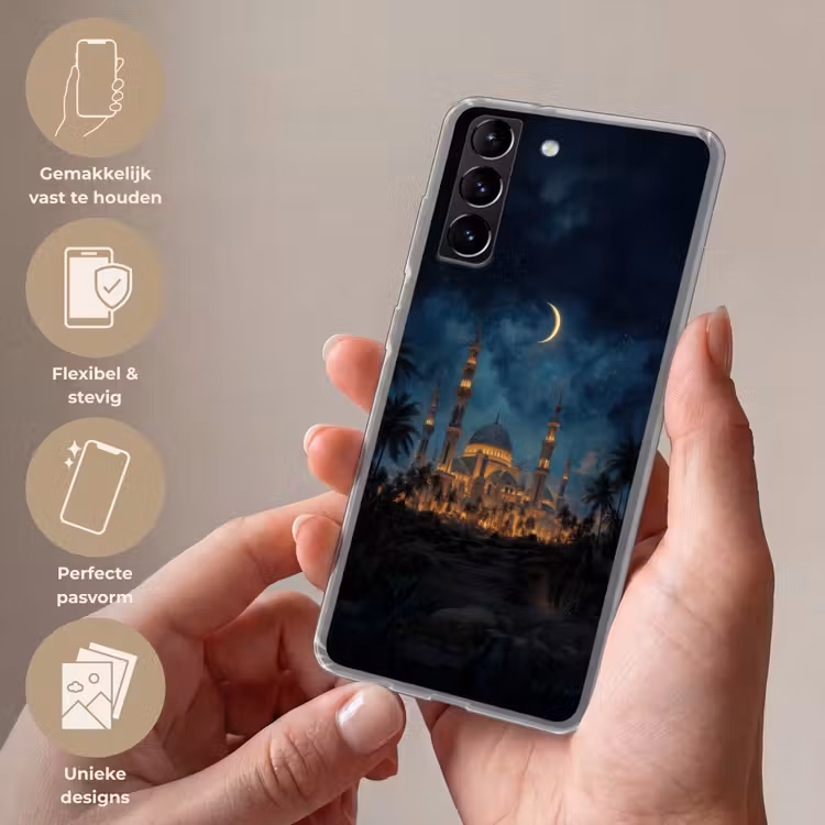 Telefoonhoesje Softcase - Sterrenhemel - Maan - Palmbomen - Moskee — 3