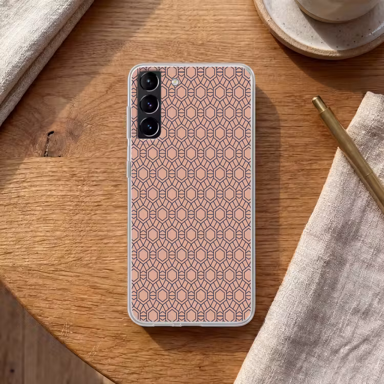 Telefoonhoesje Softcase - Strak - Patroon - Roze - Donkerblauw — 1