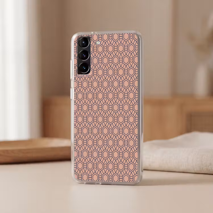 Telefoonhoesje Softcase - Strak - Patroon - Roze - Donkerblauw — 2