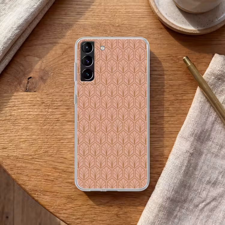 Telefoonhoesje Softcase - Zalmroze - Patroon - Geometrisch — 1