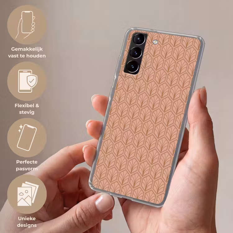 Telefoonhoesje Softcase - Zalmroze - Patroon - Geometrisch — 3
