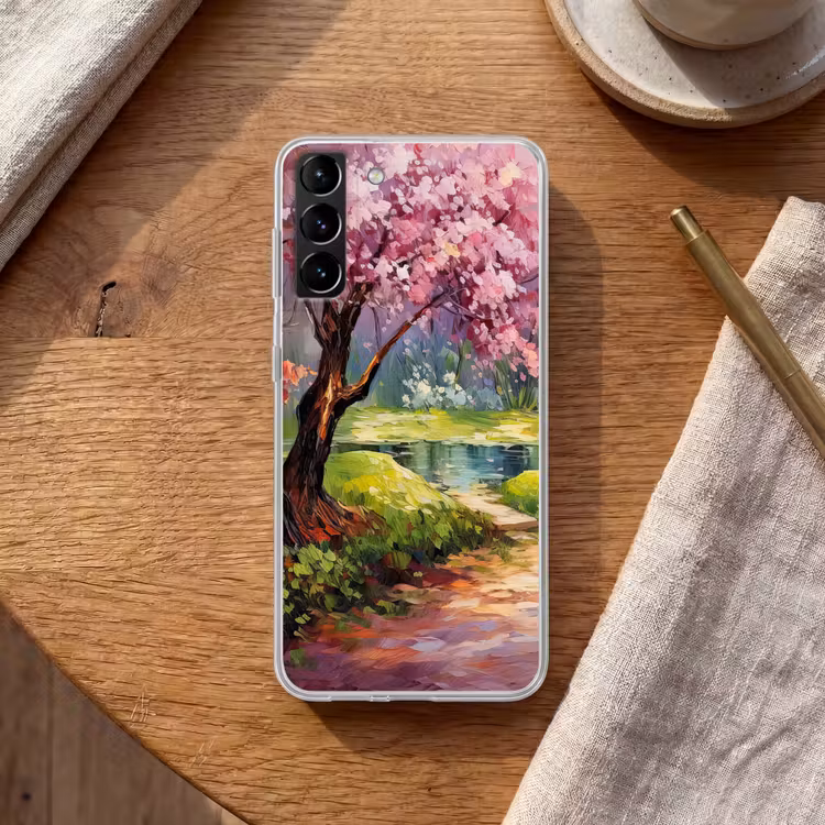 Telefoonhoesje Softcase - Watercolor - Natuur - Bomen - Kunst - Bloemen — 1