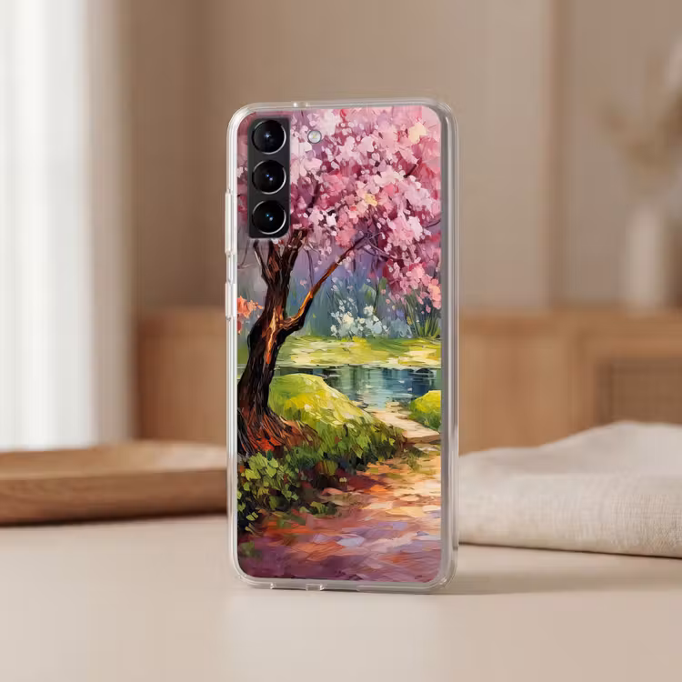 Telefoonhoesje Softcase - Watercolor - Natuur - Bomen - Kunst - Bloemen — 2