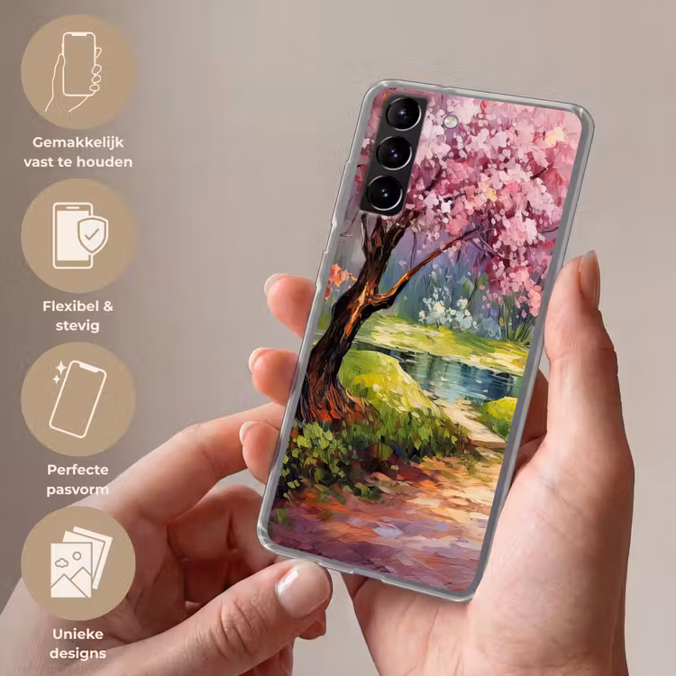 Telefoonhoesje Softcase - Watercolor - Natuur - Bomen - Kunst - Bloemen — 3