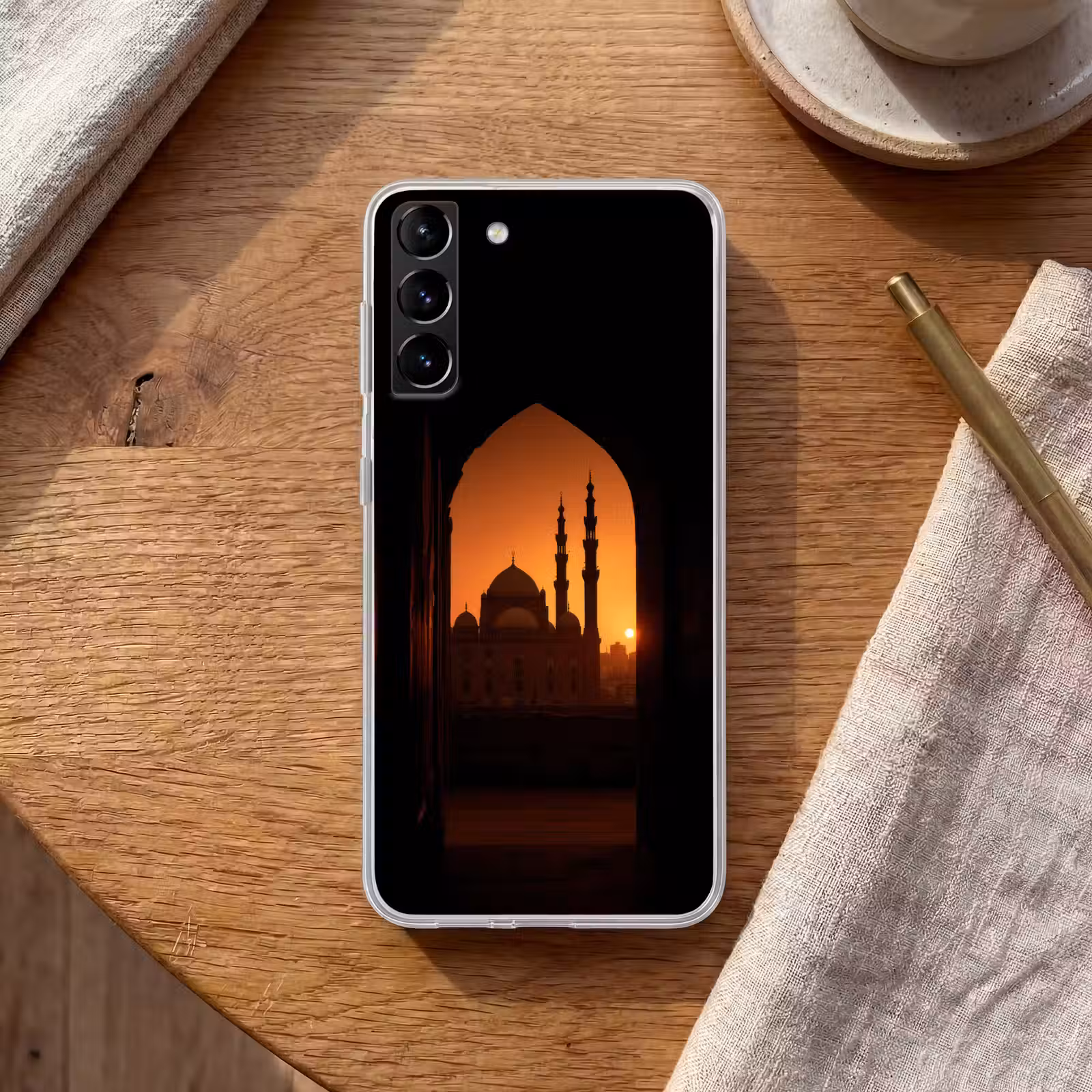 Telefoonhoesje Softcase - Moskee - Oranje lucht - Islamitisch — 1