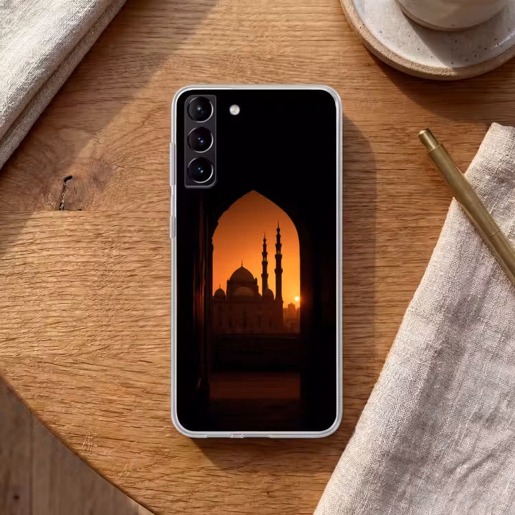 Telefoonhoesje Softcase - Moskee - Oranje lucht - Islamitisch — 1