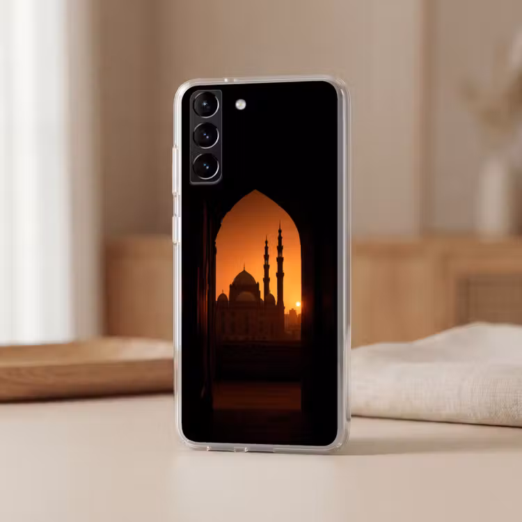 Telefoonhoesje Softcase - Moskee - Oranje lucht - Islamitisch — 2