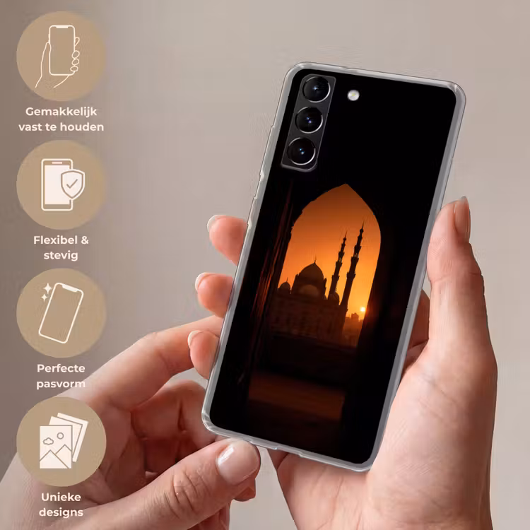 Telefoonhoesje Softcase - Moskee - Oranje lucht - Islamitisch — 3