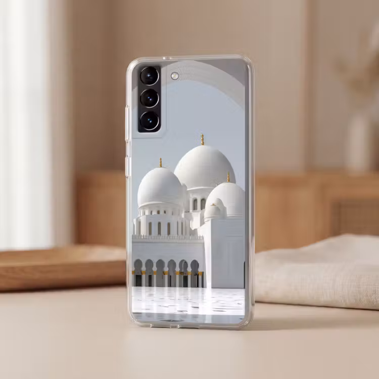Telefoonhoesje Softcase - Witte koepels - Helderblauwe lucht - Islamitisch — 2