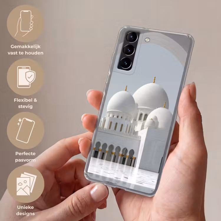 Telefoonhoesje Softcase - Witte koepels - Helderblauwe lucht - Islamitisch — 3