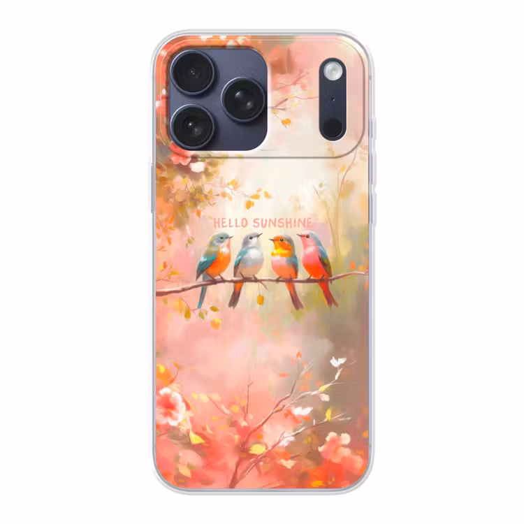 Telefoonhoesje Softcase - Vogels - Tak - Quote - Roze — 1