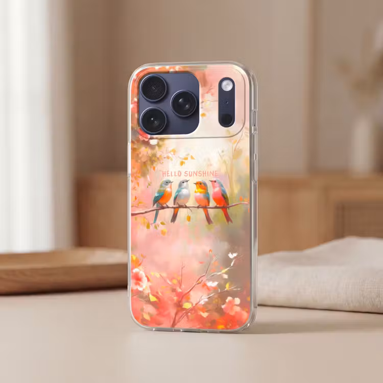 Telefoonhoesje Softcase - Vogels - Tak - Quote - Roze — 3