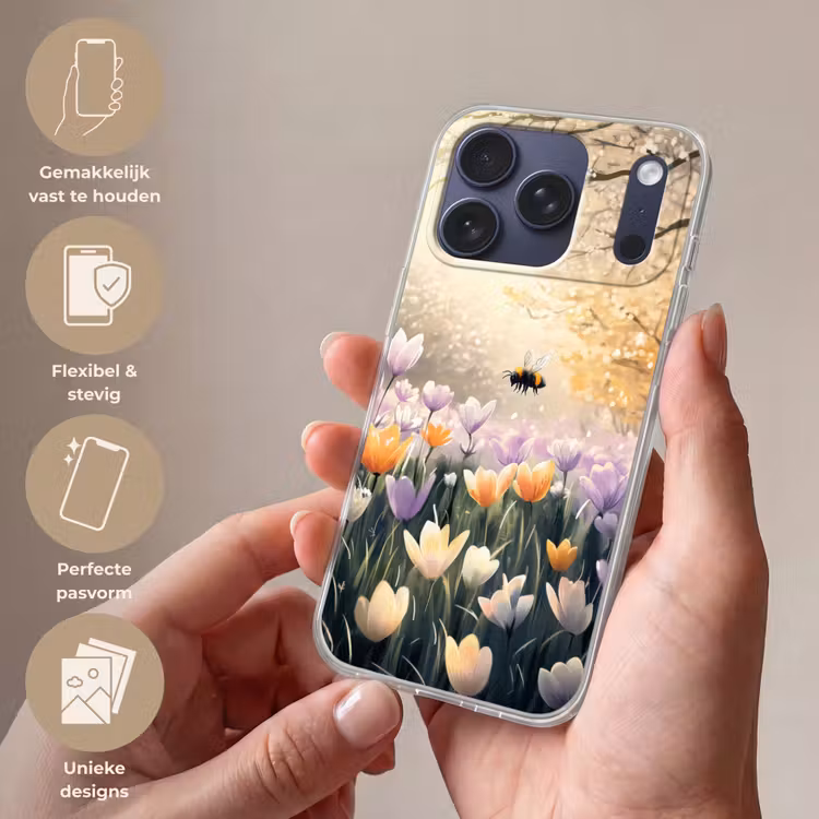 Telefoonhoesje Softcase - Viooltjes - bij - Zonlicht — 4