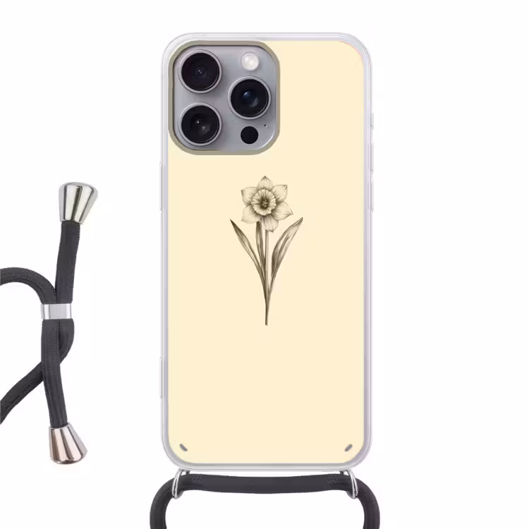 Telefoonhoesje met koord - Zwart - Narcis - Illustratie — 1