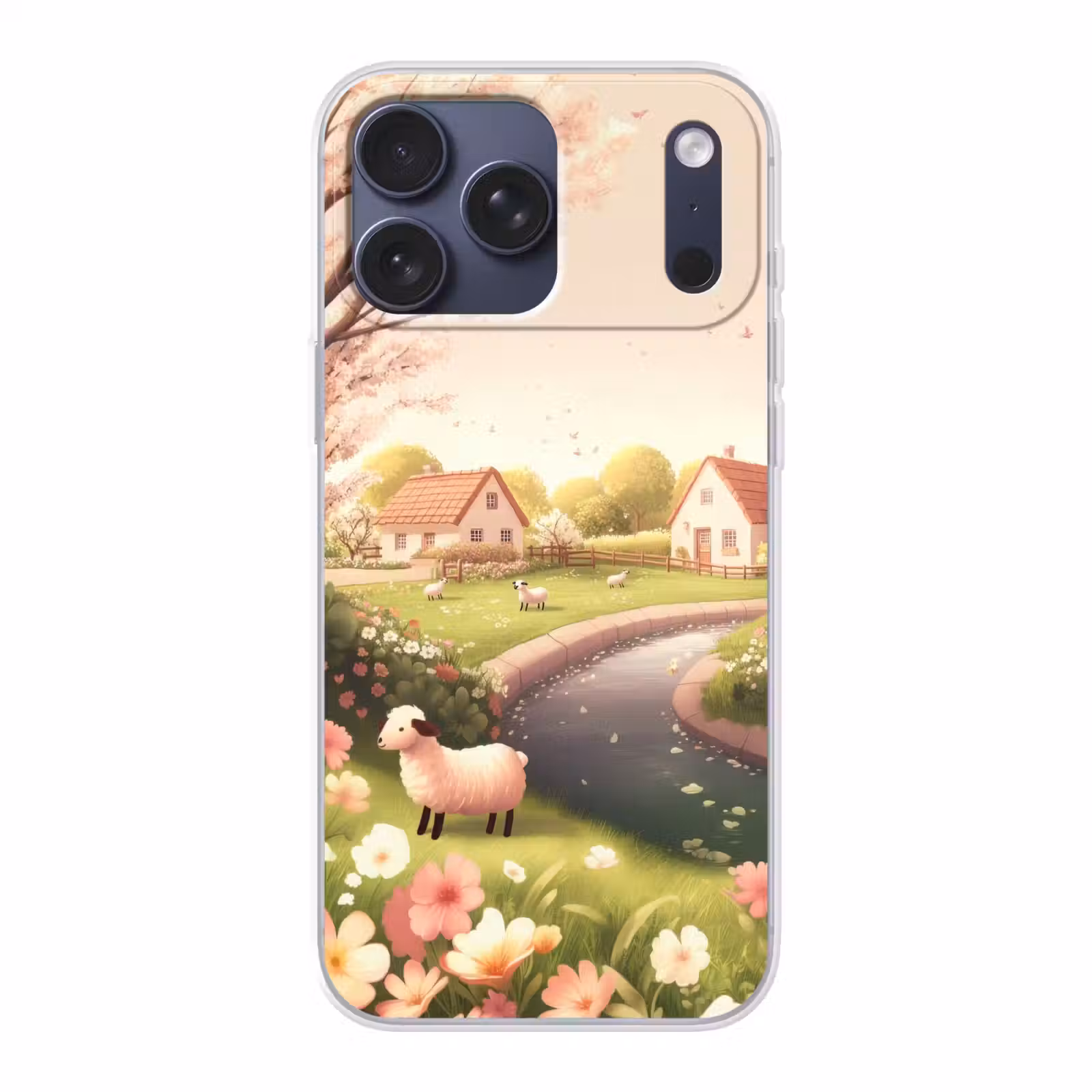 Telefoonhoesje Softcase - Schapen - Huisje - Platteland — 1