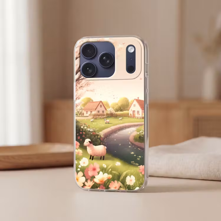 Telefoonhoesje Softcase - Schapen - Huisje - Platteland — 3
