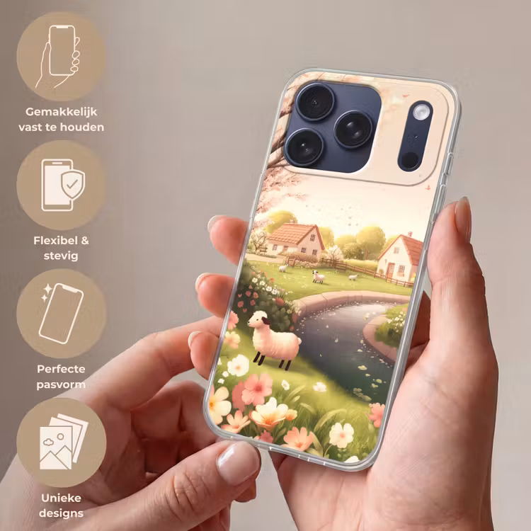 Telefoonhoesje Softcase - Schapen - Huisje - Platteland — 4