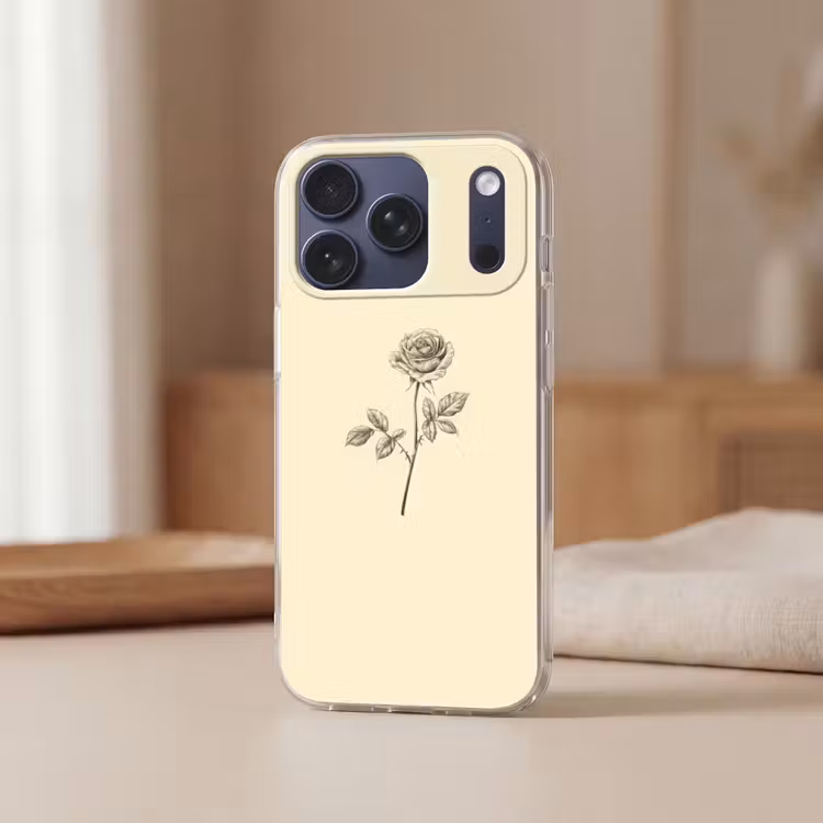 Telefoonhoesje Softcase - Illustratie - Zwart - Roos — 3