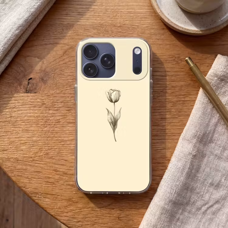 Telefoonhoesje Softcase - Illustratie - Tulp - Zwart — 2
