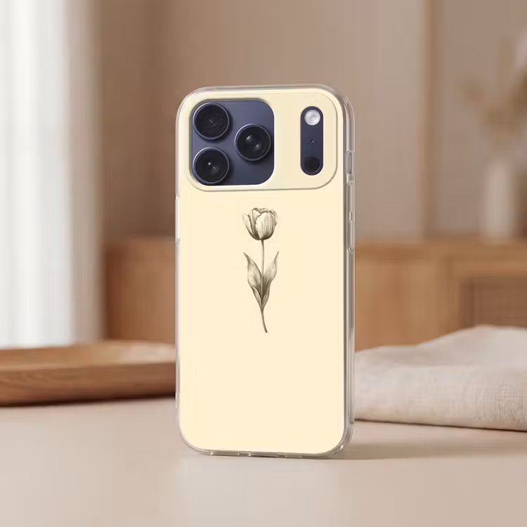 Telefoonhoesje Softcase - Illustratie - Tulp - Zwart — 3