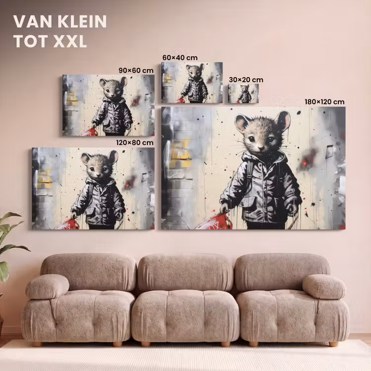 Canvas schilderij - Muisje - Rood - Graffiti — 8