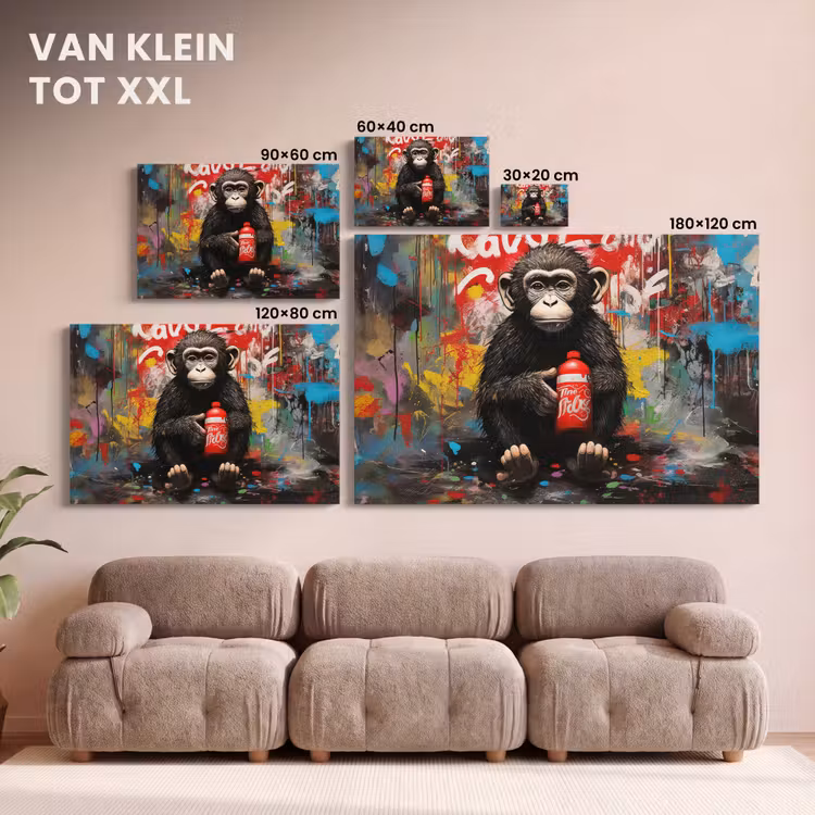 Canvas schilderij - Aap - Graffiti - Dieren - Kunst - Flesje - Kleuren — 8