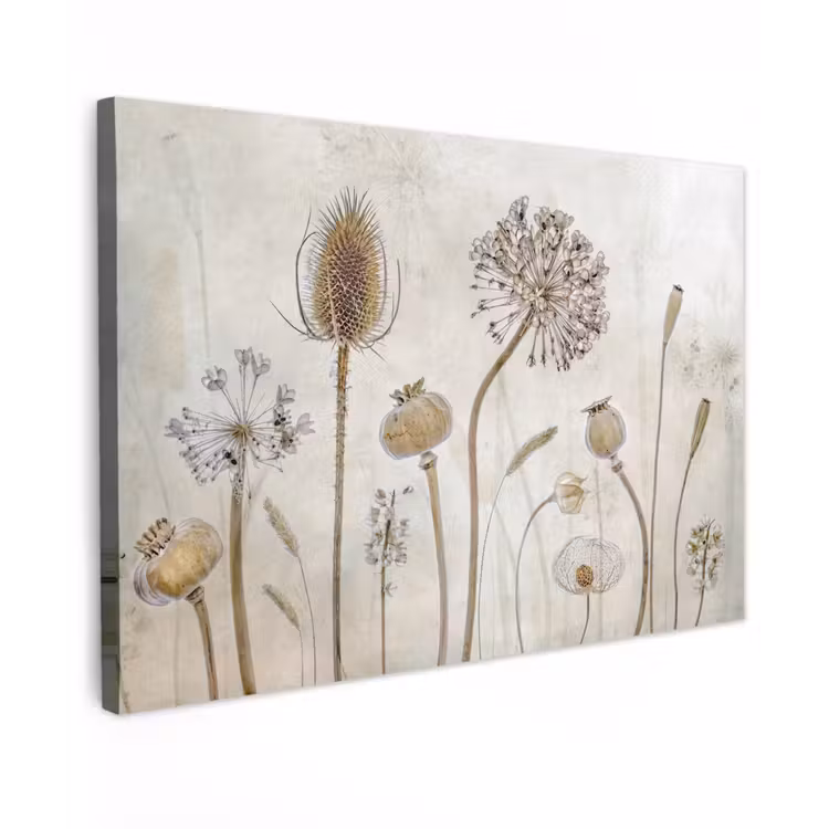 Canvas schilderij - Bloemen - Waterverf - Stilleven - Bruin - Vintage — 1