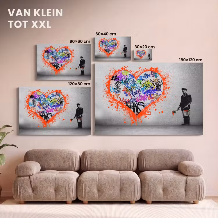 Canvas schilderij - Hart - Graffiti - Man - Regenboog — 8