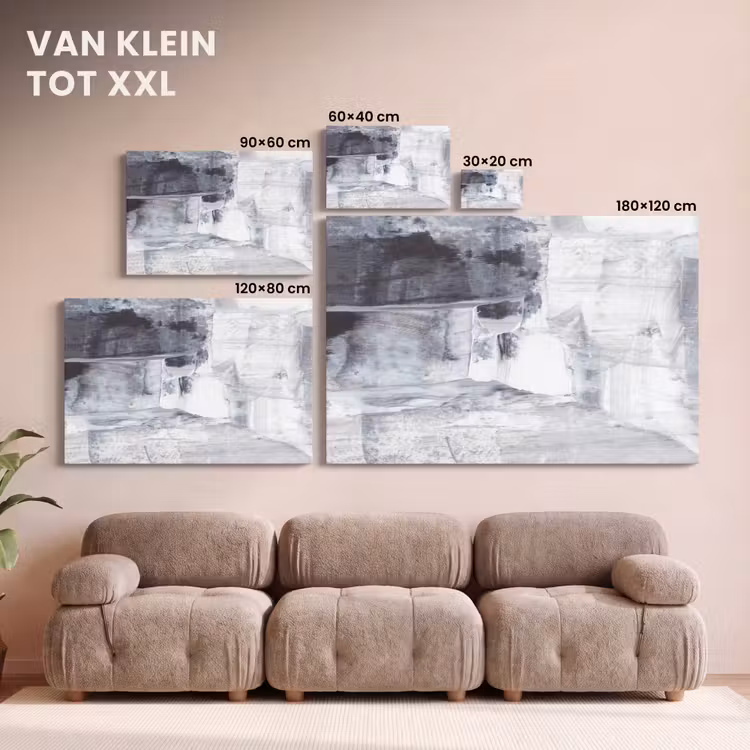 Canvas schilderij - Kunst - Verf - Wit - Zwart - Grijs — 8