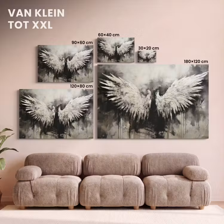 Canvas schilderij - Engel - Vleugels - Zwart - Wit — 8
