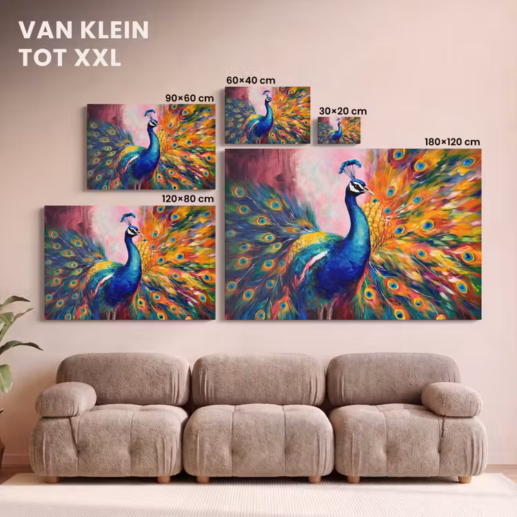 Canvas schilderij - Pauw - Dieren - Schilderij - Regenboog — 8